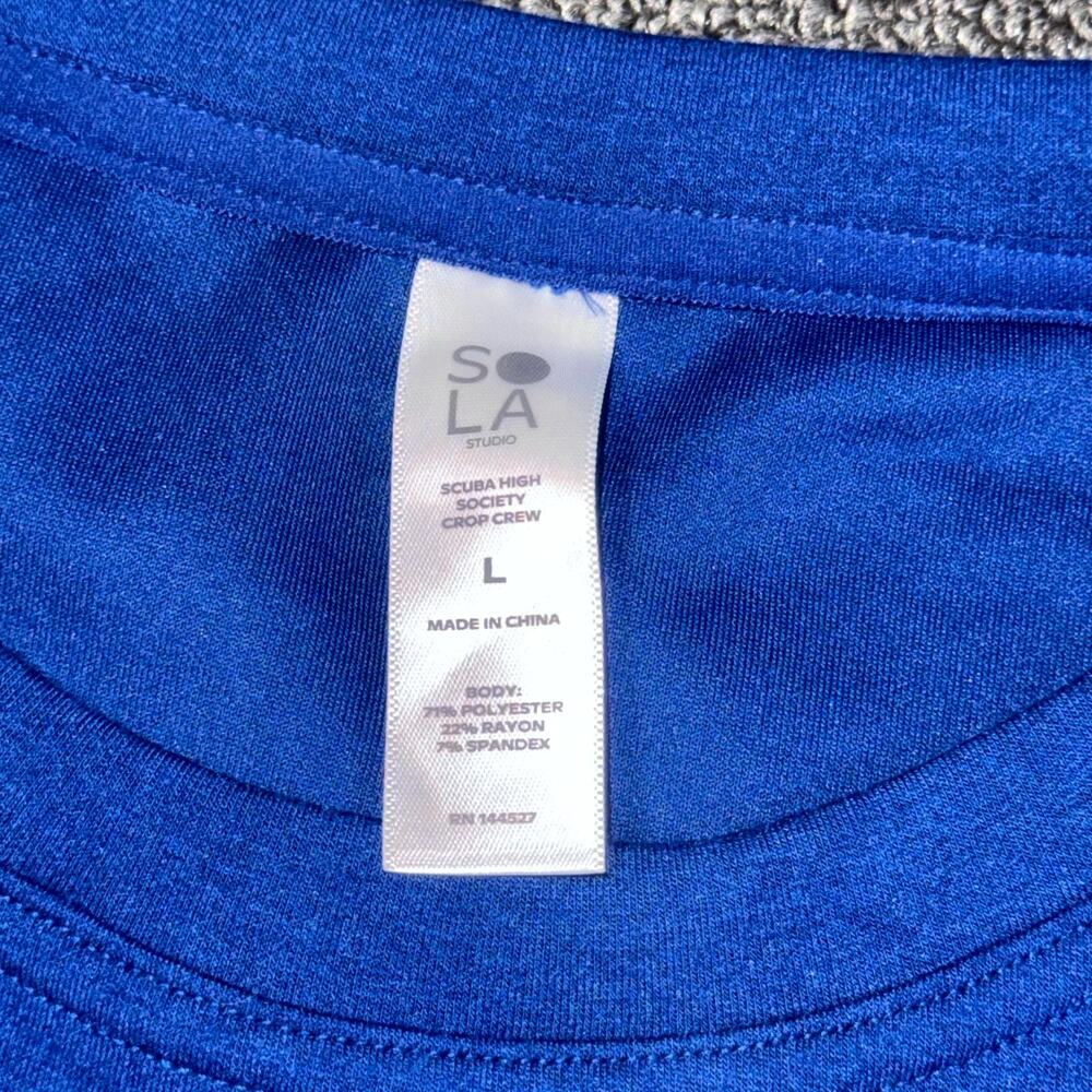 SoLa Studio Scuba High Society Crop Crew Sweatshirt Womens Large Blue Pullover - Picture 4 of 9